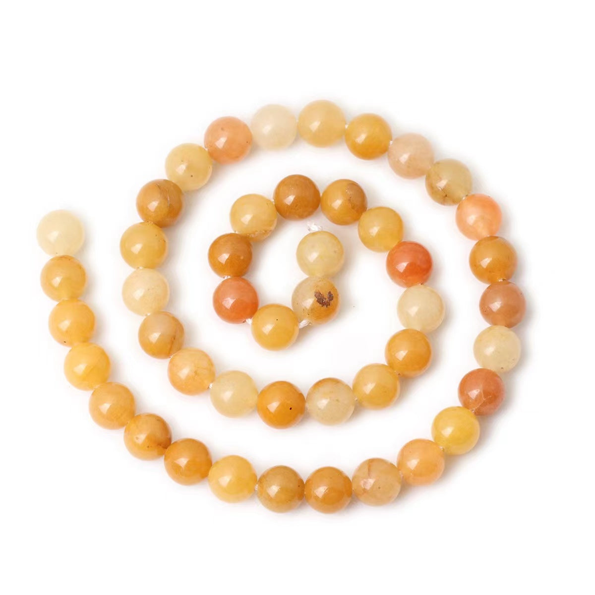 OLD YELLOW JADE ROUND BEADS 8MM