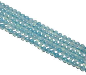 Aqua Blue Chalcedony Round Beads 6mm