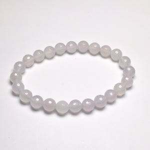 White Agate 8mm Faceted Beads Bracelet