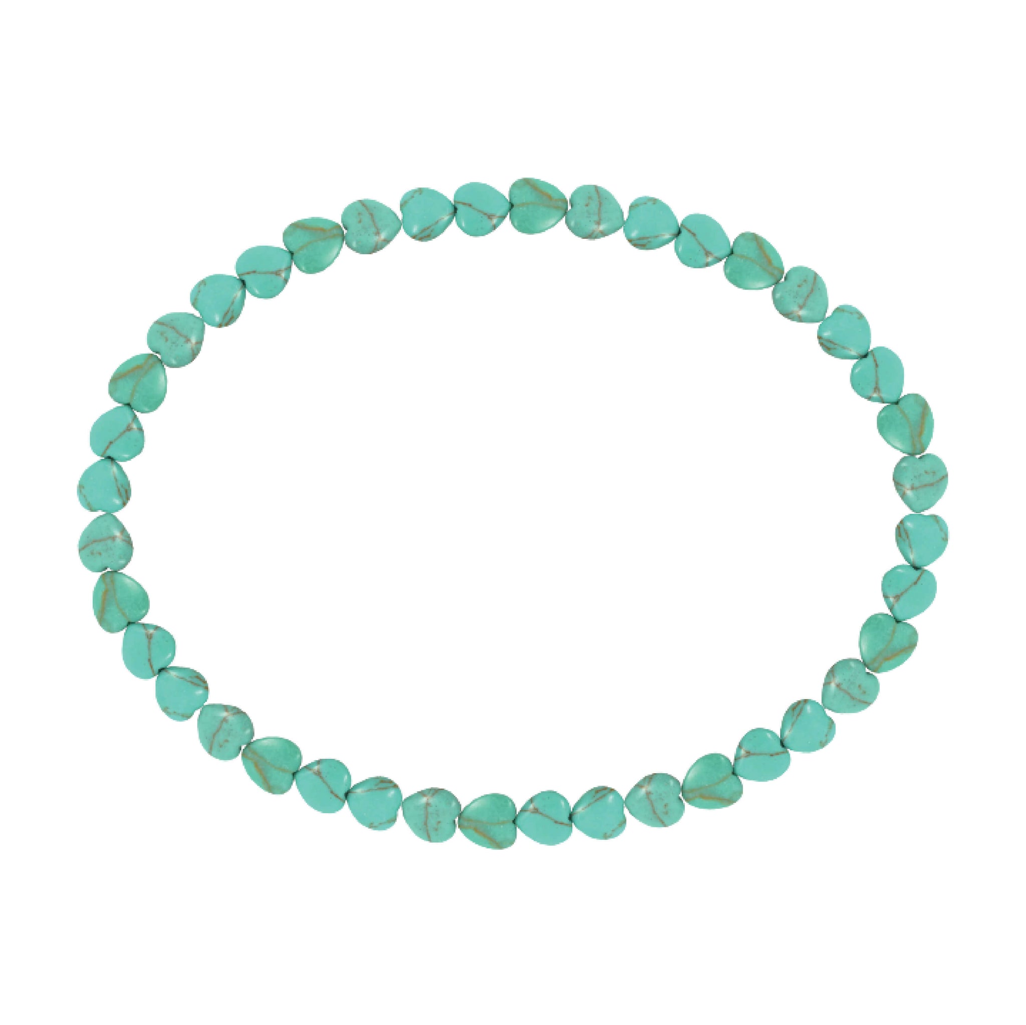 6MM Heart-Shaped Turquoise Magnesite Stretch Anklet 9in