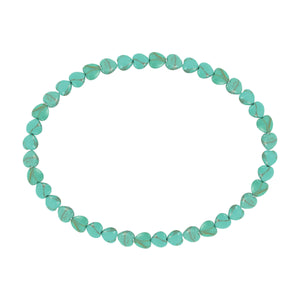 6MM Heart-Shaped Turquoise Magnesite Stretch Anklet 9in