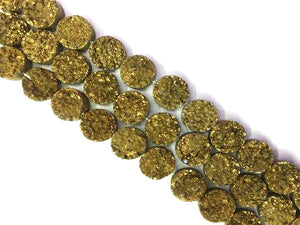 8 Inch Coated Agate Druzy Gold Puff Coin 16Mm
