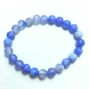 Blue Fire Agate Faceted Beads Bracelet 8mm