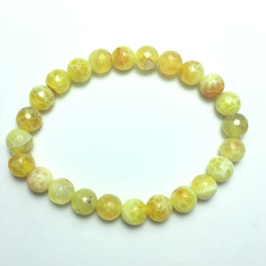 Yellow Fire Agate Faceted Beads Bracelet 8mm