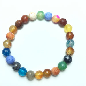 Rainbow Fire Agate Faceted Beads Bracelet 8mm