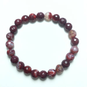 Fushcia Fire Agate Faceted Beads Bracelet 8mm