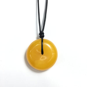 Synthetic Amber 45x18mm Donut With Cotton Cord Necklace