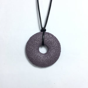 Lava Stone Purple 50x10mm Donut With Cotton Cord Necklace