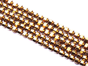 Hematite Gold Hexagon Beads 6X6Mm