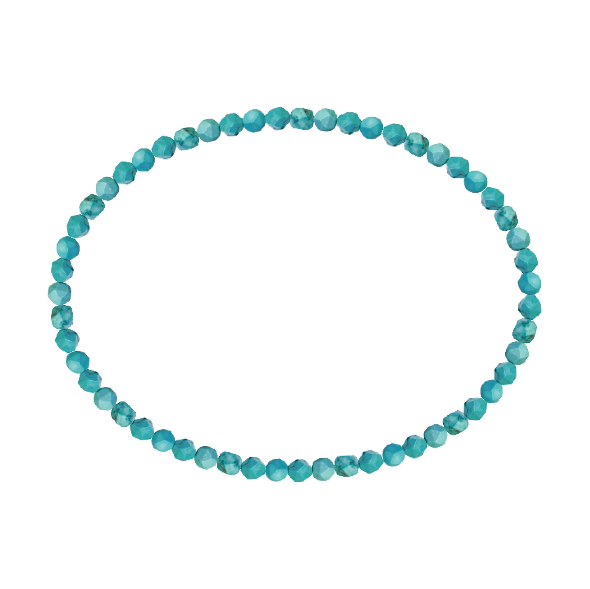 3MM Faceted Turquoise Magnesite Stretch Anklet 9in