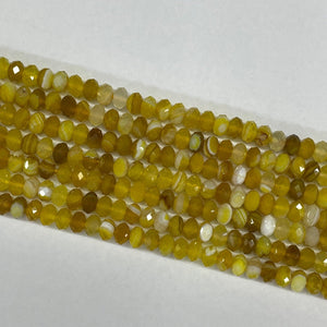 Yellow Banded Agate Faceted Roundel 4X6mm