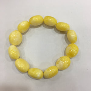 Synthetic Amber White Texture Nugget Bracelet 15x17mm