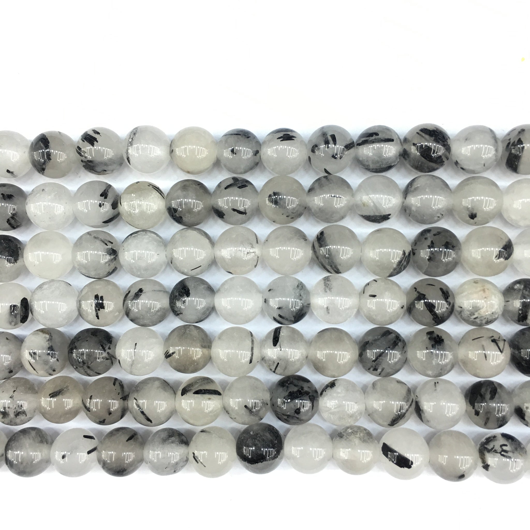 Black Tourmaline Big Hole Round Beads 8mm