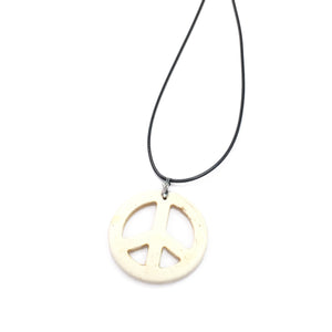 Synthetic White Howlite Peace Pendant 45mm Leather Cord Necklace