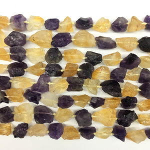 Special Finish Amethyst And Citrine Raw Nugget 15X20mm