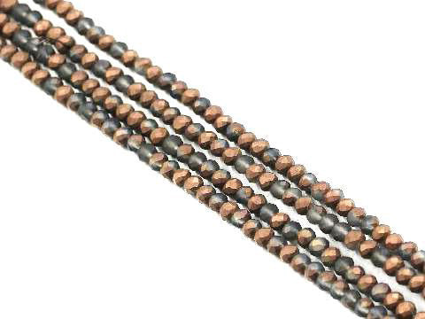 Matte Thunder Polish Glass Crystal Black Brown Faceted Roundel 2