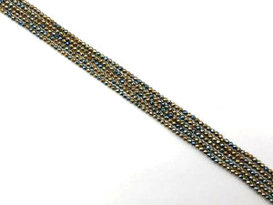 Coated Hematite Blue Gold Faceted Rounds 3Mm