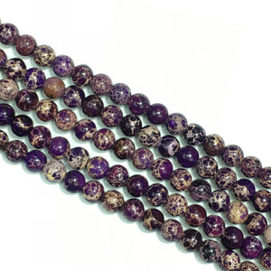 Purple Impression Jasper Big Hole Round Beads 10mm