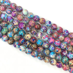 Purple And Blue Impression Jasper Round Beads 10mm