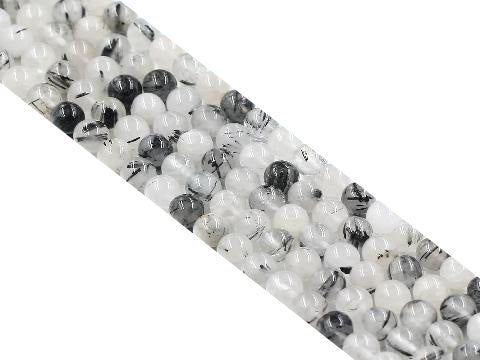 Black Tourmalated Quartz Round Beads 16Mm
