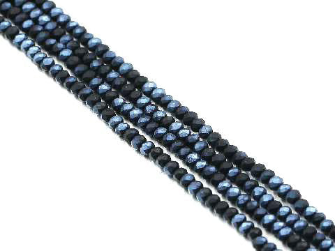 Matte Thunder Polish Glass Crystal Ab Black Faceted Roundel 2X3M