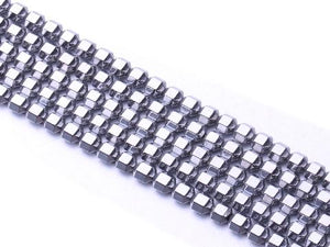 Hematite Silver Hexagon Beads 5X5Mm