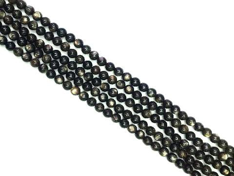 12mm Black and Gold Round Beads