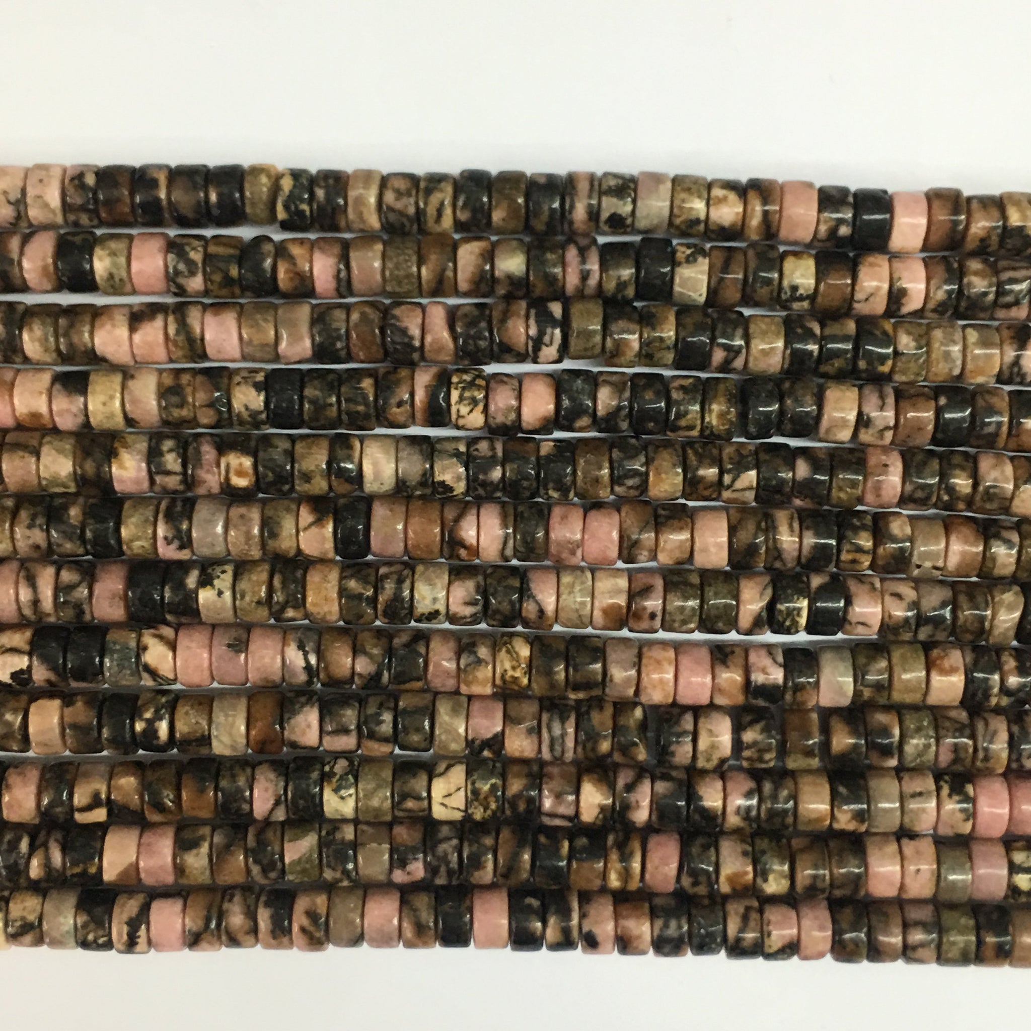 Black Line Rhodonite Heishi 2X4mm