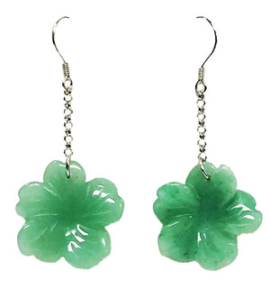 Green aventurine  Flower Dangling Earrings