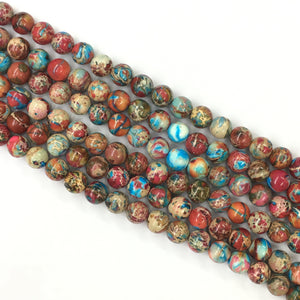 Red And Blue Impression Jasper Round Beads 4mm
