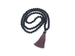 Blue Gold Stone Tassel Necklace 108Pcs 6Mm