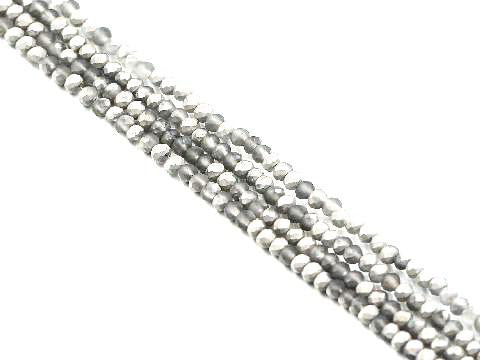 Matte Thunder Polish Glass Crystal Ab Siver Faceted Roundel 2X3M
