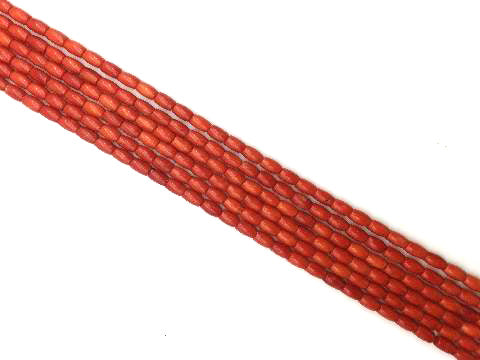 Bamboo Coral Orange Barrel 4X8Mm