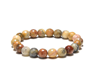 Crazy Lace Agate 8mm Faceted Beads Bracelet