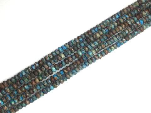 Blue Wooden Jasper Faceted Roundel 4X6Mm