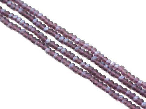 Matte Thunder Polish Glass Crystal Purple Faceted Roundel 2X3Mm
