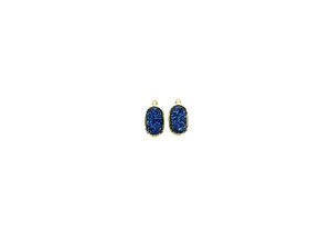 Agate Druzy Blue Earring A Pair 10X18Mm