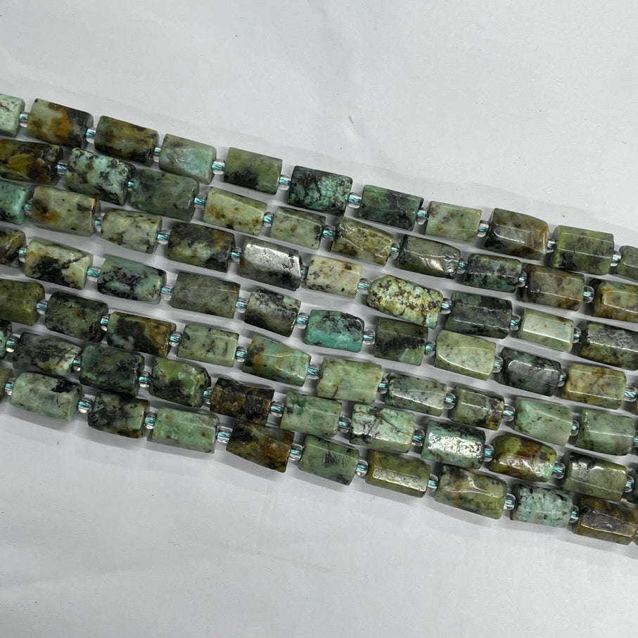 African Turquoise Irregular Tube 7X12-8X14mm