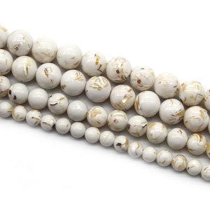 White Shell Turquoise Round Beads 4mm