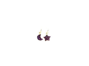 Agate Druzy Purple Earring A Pair 6X12-12X12Mm