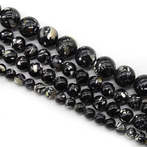 Black Shell Turquoise Round Beads 8mm