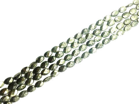 Silver Pyrite Faceted Flat Oval 10X14Mm