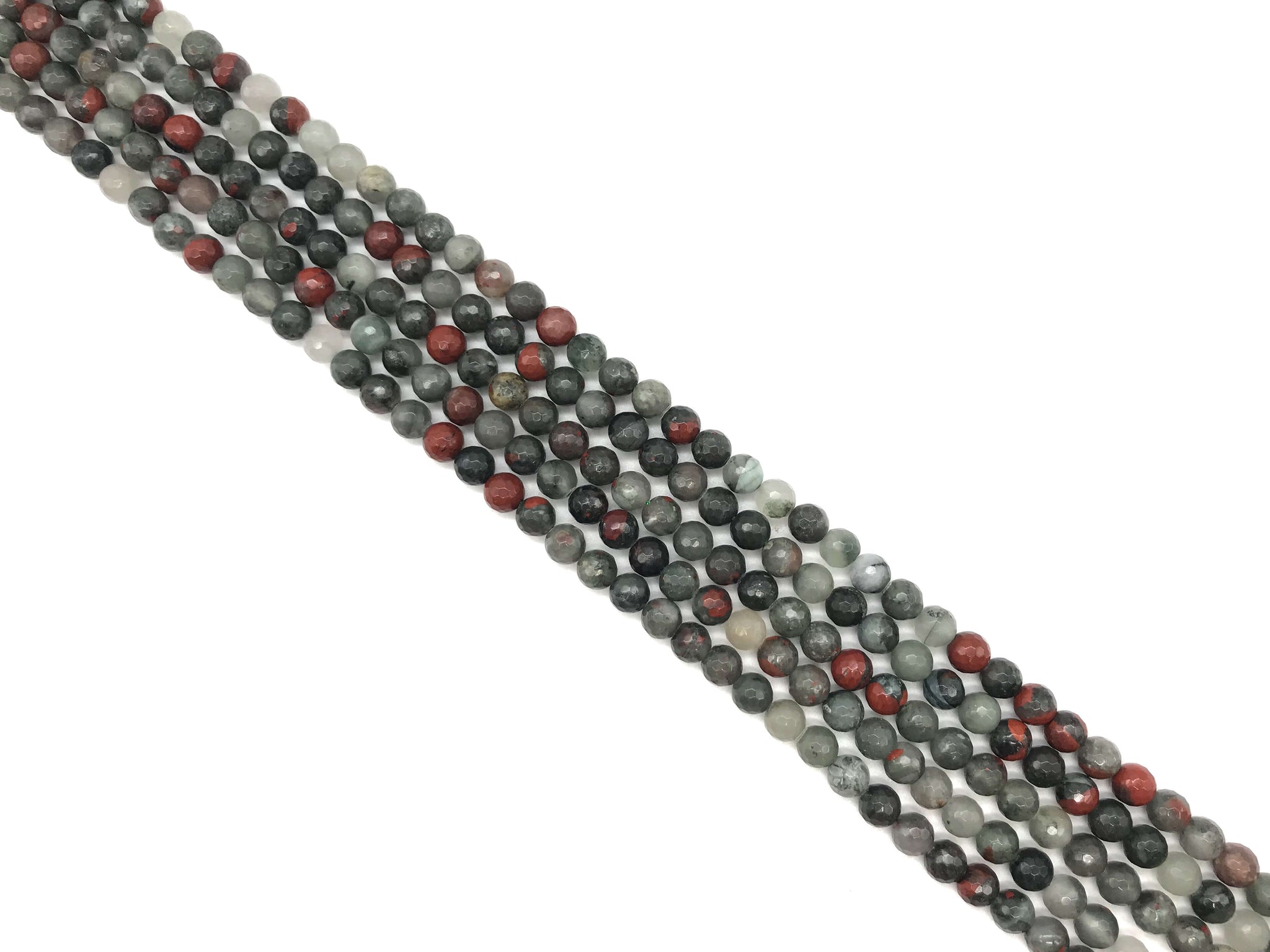 African Bloodstone Faceted Round Beads 14Mm