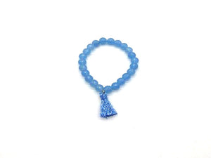 Treated Color Jade Transparent Blue Tassel Bracelet 8Mm