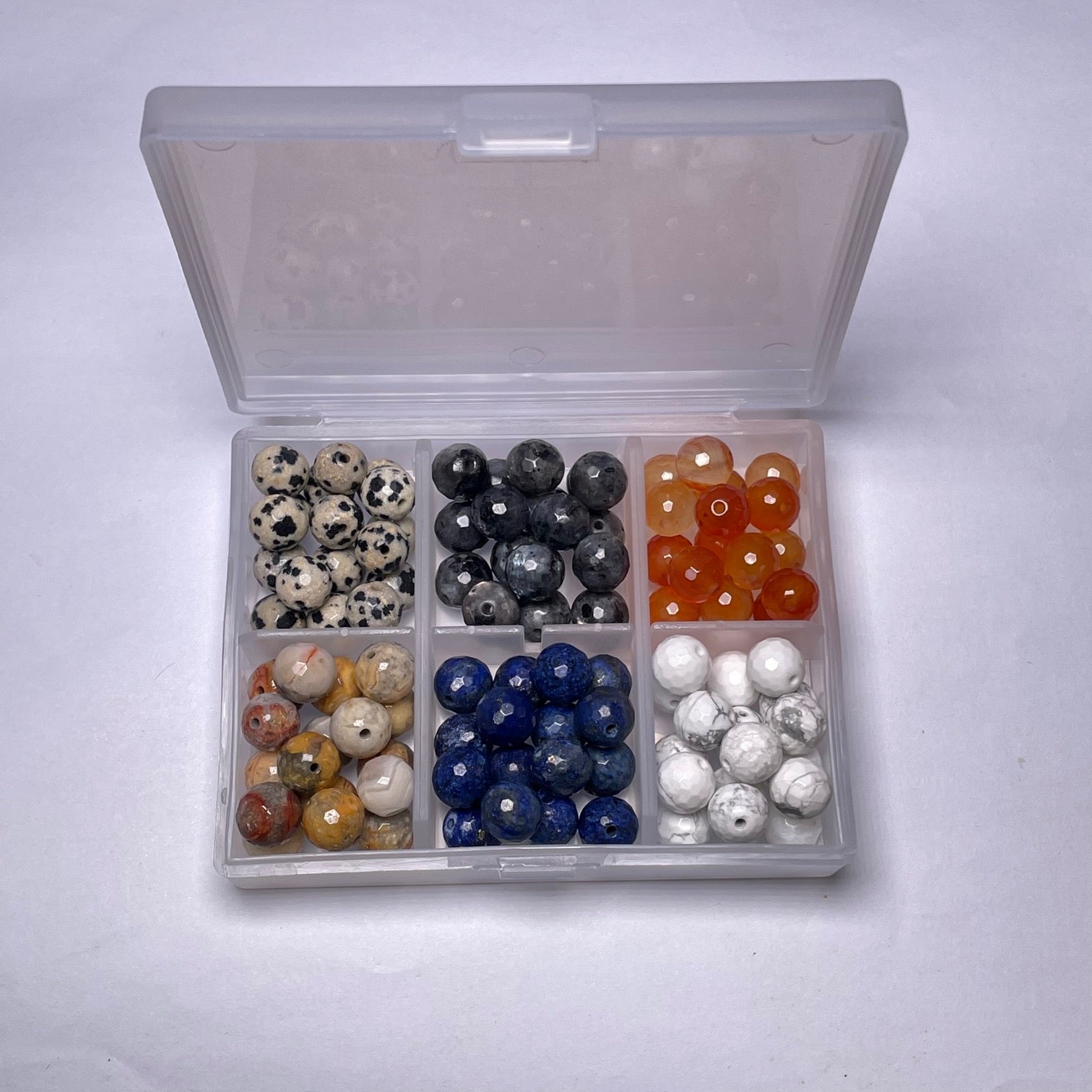 (Dalmatian Jasper-Black Labradorite-Carnelian-Crazy Lace Agate-Lapis-Howlite White) Faceted Beads 8mm