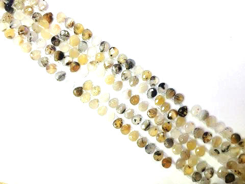 Flower Agate Faceted Teardrop 10X14Mm