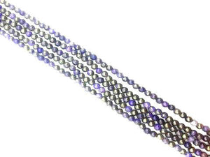 Silver Pyrite Purple Round Beads 4Mm