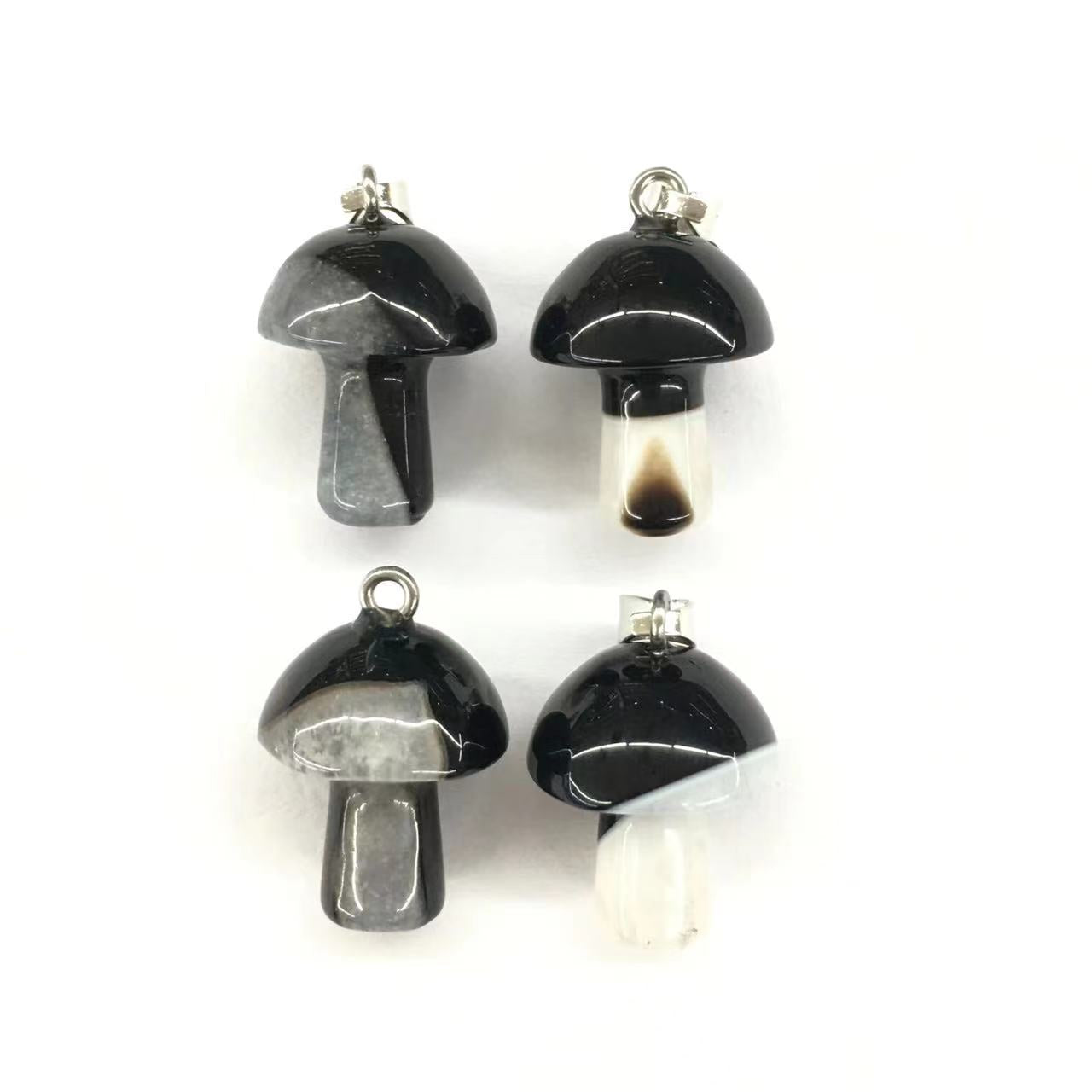 Black and White Agate Mushroom Pendant 16x21mm