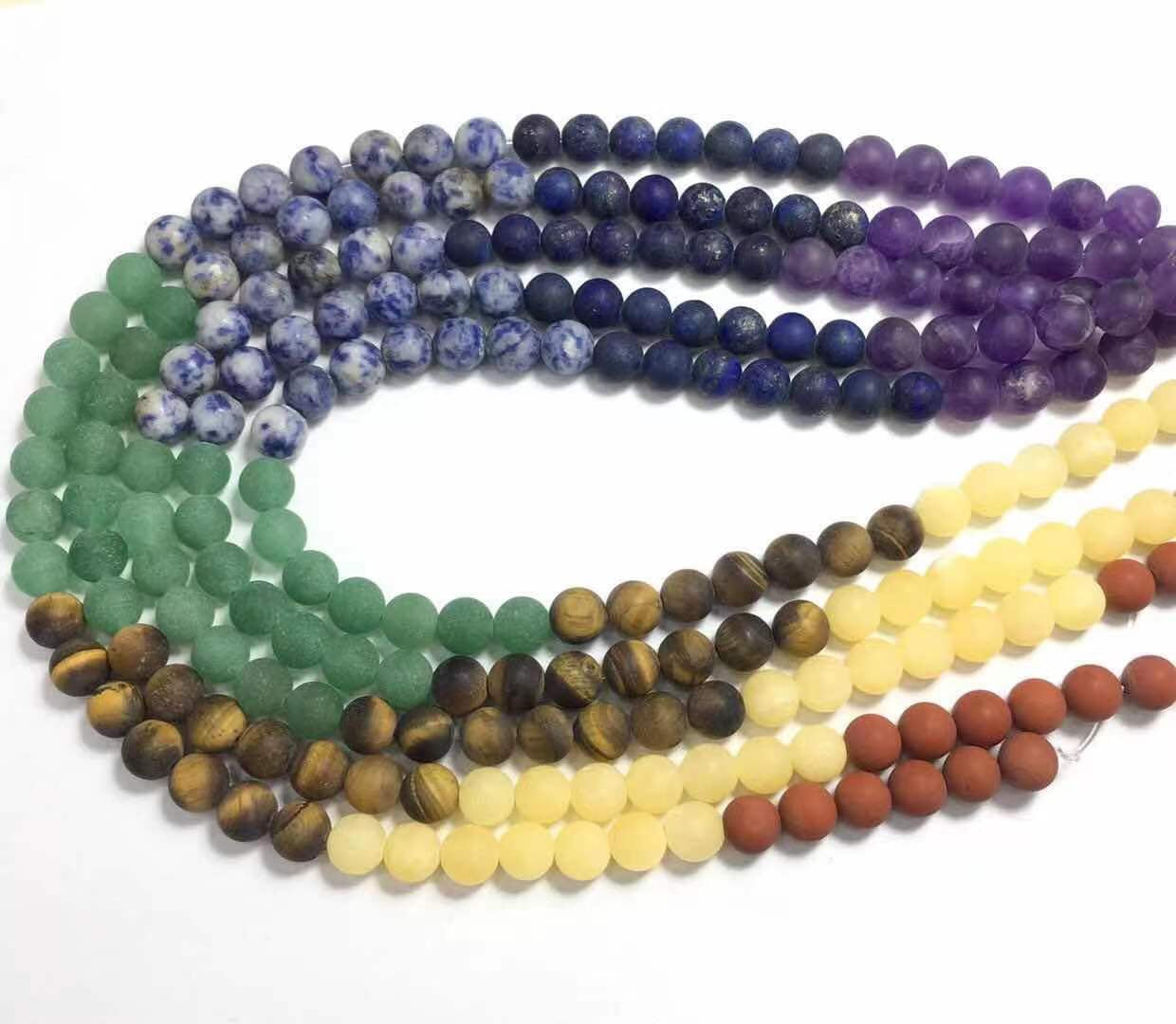 Matte Chakra Mix Round Beads 6mm