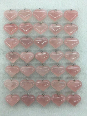 Rose Quartz Heart Pendant 20x25x12mm